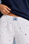 Women's Cotton Navy Blue Long Sleeve Printed Star Patterned Label Detailed Pajama Set - 4