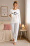 Women's Cotton Long Sleeve Dog Printed Striped Patterned Pajama Set - 2