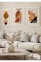 Natural Wood Framed 3-Piece Bohemian Retro Painting Set Decorative Wall Decor for Living Room Living Bedroom Kitchen