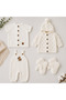 100% Cotton 4 Piece Baby Knit Set White Hooded Cardigan Jumpsuit Booties Vest