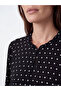 Esvab • Modern & Distinctive Stand Collar Polka Dot A-Line Dress - 3