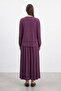 Chiffon Detailed Modal Skirt Suit Plum 14420 - 2