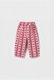 Girl's Cotton Heart Patterned Pink Striped Wide Leg School Trousers