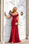 Women's Satin Fabric Carmen Collar Maxi Evening Dress - 2