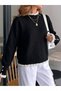 New Season Women's Luxury Pearl Detailed Furry Turtleneck Comfortable Fit Autumn/Winter Black Knitwear Sweater - 7