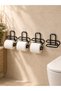 Set of 4 Black Metal Adhesive Toilet Paper Holders - 2