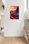 Red Porsche 911 Neon Sunset Metal Wall Art - 5