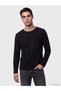 Peak New Season Black Crew Neck Long Sleeve Combed Cotton Men's T-Shirt - 2