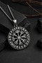 Stainless Steel Antique Silver Color Rune Letter Detailed Vegvisir Compass Viking Necklace - 2