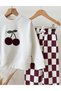 Cherry Embroidered Girls' Two-Piece Set (Top and Bottom) - 4