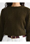 Lcw Modest Khaki Hair Braid Patterned Women's Knitwear Sweater - 3