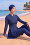 Boneli Tesettür Swimsuit Fully Covered with Zippered Tights - 2