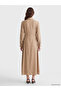 Özmarka New Season Beige Modal Blend Shirt Dress with Tie Detail - 4