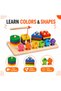 2-in-1 Wooden Fishing & Shape Sorting Puzzle Game with Magnetic Fishing Rod, Colourful Fish, Geometric Stacking Blocks & Peg Board, Montessori Educational Preschool Learning Toy for Kids 36+ Months - 5