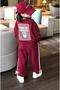 Embossed Love Writing Top and Bottom Girls' Set - 3