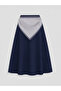 Lcw Modest Navy Blue Flared Skirt with Scarf Detail - 5