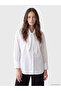 White Scarf Collar Women's Shirt Tunic - 4
