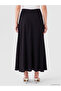 Lcw Modest Black Modal Blend Flared Skirt with Zipper at the Waist - 4