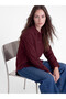 Özmarka New Season Burgundy Striped Women's Shirt