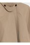 Ozmarka New Season Beige Shirt Collar Oversize Women's Trench Coat - 8