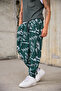 Men's Pleated Elastic Cuffed Patterned Shalwar Trousers - 2