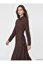 Vizyon New Season Brown Tie-Dye Detailed Modal Blend Shirt Dress - 2