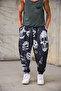 Men's Pleated Elastic Cuffed Patterned Shalwar Trousers - 3