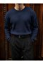 Men's Premium Drop Shoulder Ribbed Knit Sweater - Crew Neck Relaxed Fit Vertical Striped Knit Sweater