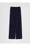 Peak New Season Navy Blue Textured Women's Trousers with Elastic Waist - 5