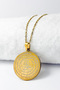 Gold Color 3 cm Double Sided Esmaül Hüsna & Hilye-I Şerif Stainless Steel Necklace 60 cm Chain - 7