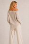 Women's Beige Asymmetrical Cut Madonna Boat Neck Soft Knitwear Blouse - 3