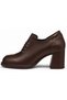 Kalamos Genuine Leather Comfort Orthopedic Women's Classic Heeled Shoes Brown - 4