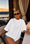 Women's Soft Fabric 100% Cotton Basic Plain Unprinted Oversize Crew Neck White T-Shirt - 5