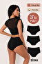 High Waist Women's Panties 3-Pack – Cotton Gathering Comfortable Flexible Cut