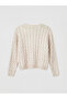 Özmarka New Season Ecru Crew Neck Patterned Girls' Knitwear Sweater - 2