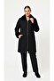 Fur-Collared Steel Knitted Women's Coat - 4