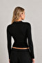 Women's Lace Detailed Low-Cut Long Sleeve Stretchy Fabric Stylish Blouse - 2
