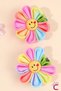 2-Piece Pastel Rainbow Smiley Face Heart Girl's Hair Clip Set 5cm - Cute Clip-On Side Hairpin