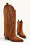 Sierra Women's Tan Western Cowboy Heeled Suede Trousers Boots - 2