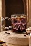 Premium Pink Bowknot Detailed 380 ml Borosilicate Glass Mug – Heat Resistant Coffee and Tea Cup - 3