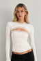 Women's Lace Detailed Low-Cut Long Sleeve Stretchy Fabric Stylish Blouse - 3