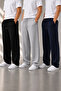 3 Pieces of Modern Cut Men's Sweatpants (Black+Grey+Navy Blue) - 2