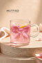 Premium Pink Bowknot Detailed 380 ml Borosilicate Glass Mug – Heat Resistant Coffee and Tea Cup - 4