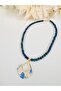 Natural Stone Enamel Drop Pendant Necklace 45 cm