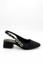Pointed Toe, Side Buckle, Open Back, Short Heel, 3-cm Satin Women's Shoes - New Model - 3
