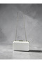 Bridal Bag Ecru Pearl White Striped Satin Silver Detailed Crystal Stone Women's Evening Dress Bag Wedding Engagement Graduation - 5