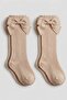 2 Pieces of Girls' Ribbed Knee-Length Socks with Bow