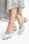 Pointed Toe, Side Buckle, Open Back, Short Heel, 3-cm Satin Women's Shoes - New Model - 5