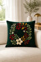 3D Embroidery-Look Floral and Leaf Pattern Digital Printed Decorative Throw Pillow Cover– (Double-Sided) - 6