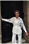 Women's Front Sleeves with Bead Embroidery Tansel Fabric Bambir Ceken Pant Suit - 5
